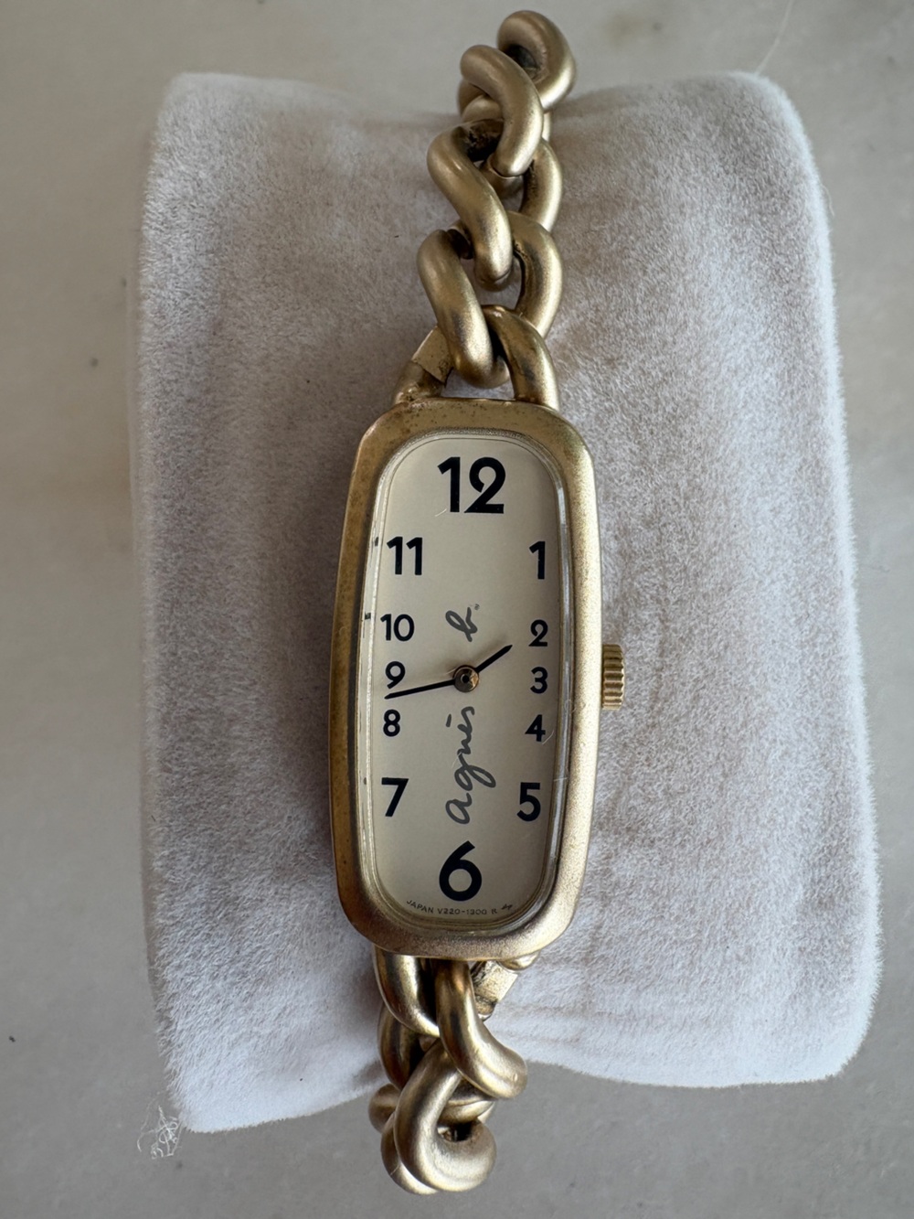 Agnes B. Gold-Tone Chain Bracelet Watch with Cream Dial